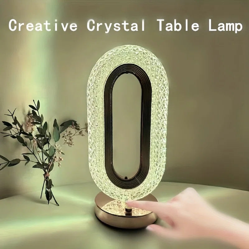 Crystal Oval Lamp with Ambient Lighting and 3 Different Colors